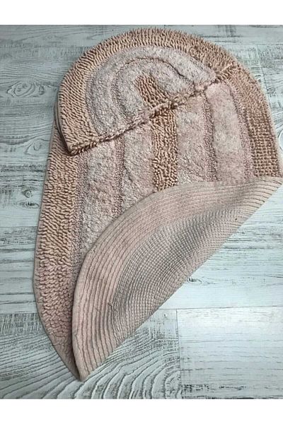 AYHOME Double Toilet Set, Bath Mat Set, Cotton Fringed, Pudea Pink Color