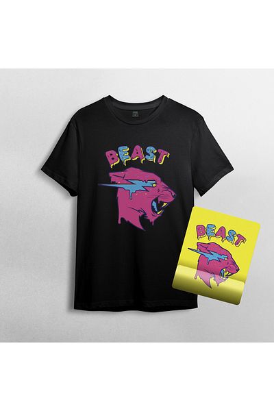 Pixxa Κύριος. Σετ μπλουζάκι και Mousepad Beast 100% Cotton Crew Neck