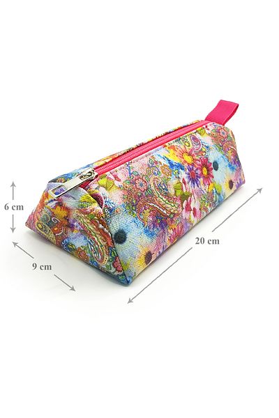 Limmy Μολυβοθήκη Ethnic Flower Buta Pattern Vegan Jumbo Θήκη για στυλό - τρίγωνο
