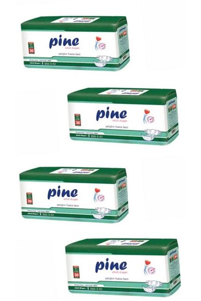 Pine M 120 Pcs (4 PACK) Patient Diapers with Waistband