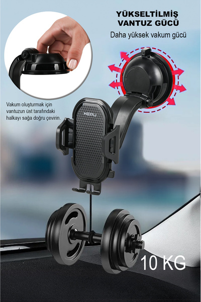 mimtec Araç Içi Ayarlanabilir Telefon Tutucu Cam Ve Torpido Kademeli Için Ücret Iade Garantili