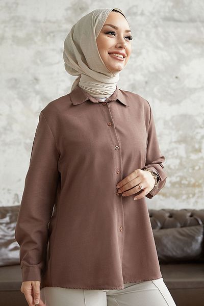 InStyle Cămașă Nilda Basic - Cafea cu Lapte