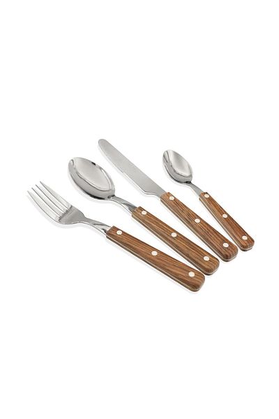 The Mia Woody Fork Spoon Knife Set 24 Pieces