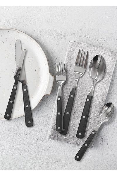 The Mia Dark 36 Piece Steel Fork Spoon Knife Set