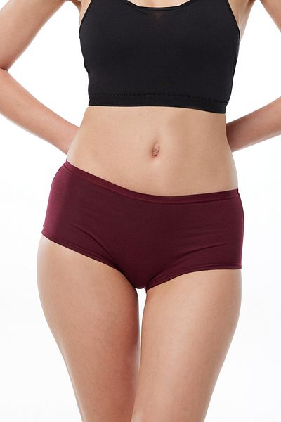 Malabadi Slip de damă roșu claret, ecru, bleumarin, pachet de 7 chiloți modal fără urme, cu boruri largi 7m1906