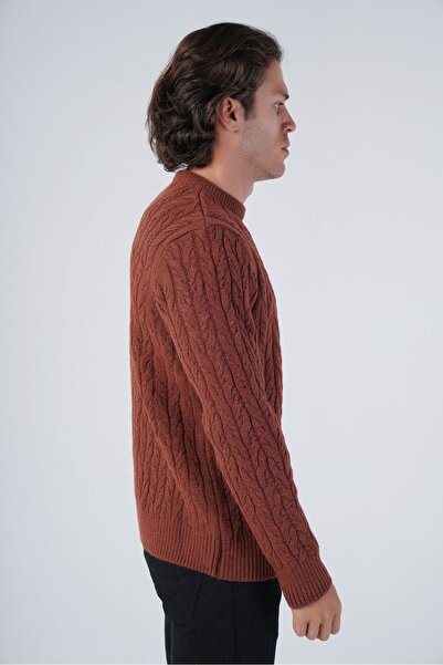 Trist Star Tile Men's Running Hair Basket Knit Crew Neck Knitwear Wool Sweater