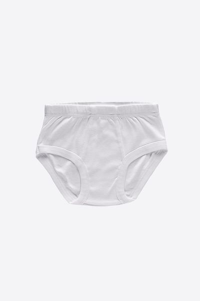 Malabadi Boy's White 12 Pack 100% Cotton Rib Slip Panties 203-E