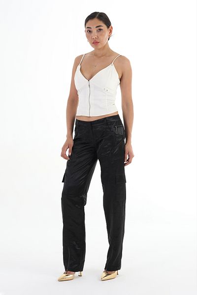 Balizza BLZ-KARGO POCKET LEG ZIPPERED STONE EMBROIDERY BELT NORMAL WAIST PANTS