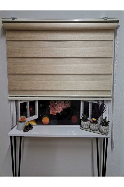 İREMKARAHOME Bambu Raks Koyu Krem Zebra Perde