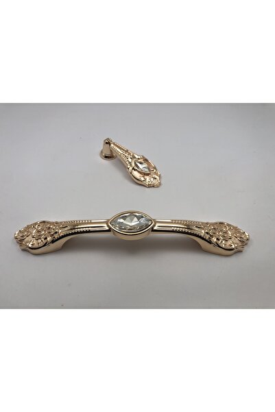 DKS Riva Taşlı 128 mm - 160mm Çift Delik Mobilya Çekmece Dolap Kulpu Zamak Pr...