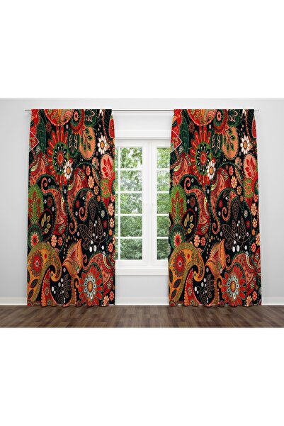 ALBANHOME Çiçek Desen Dijital Baskı Çift Kanat Fon Perde