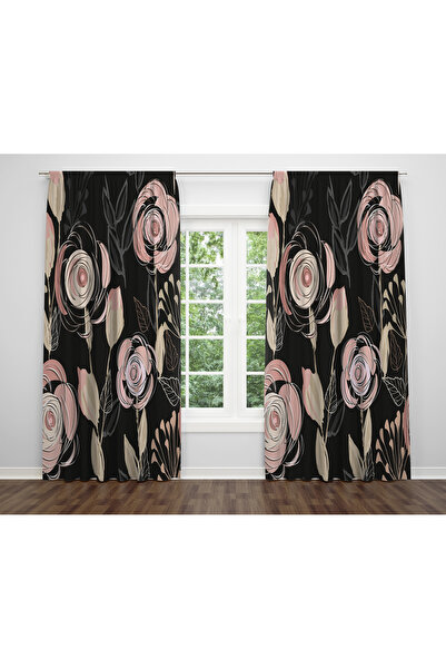 ALBANHOME Çiçek Desen Dijital Baskı Çift Kanat Fon Perde