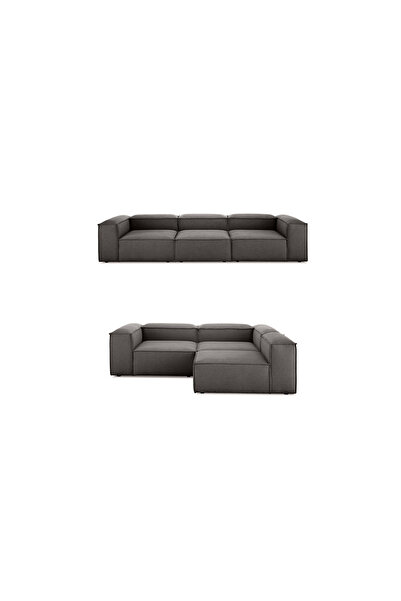 ERİZA Relax Soft 3 Modül Koltuk (ANTRİSİT-KAHVE) Keten 650