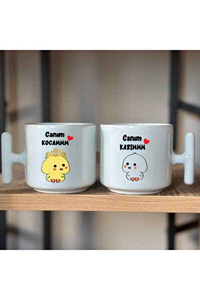 bikups كوب نسكافيه مكون من قطعتين - مقبض خاص لزوجتي العزيزة