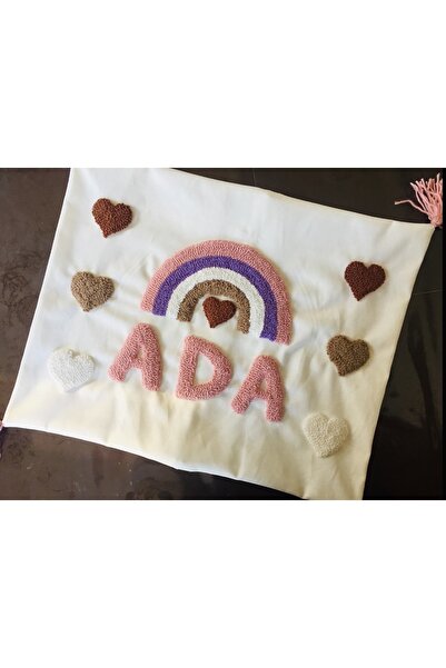 Marsiyass Bebek çocuk isimli isim yazılı dekoratif kırlent yastık kılıfı punc...