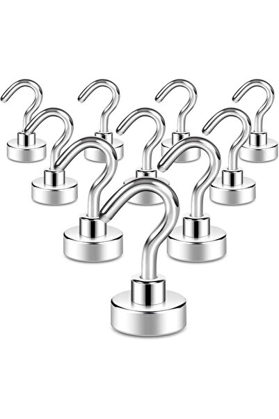Hdg 10 Adet 12mm Kancalı Pot Mıknatıs - Güçlü Neodyum Askı Kanca Mıknatıs (10'lu Paket)