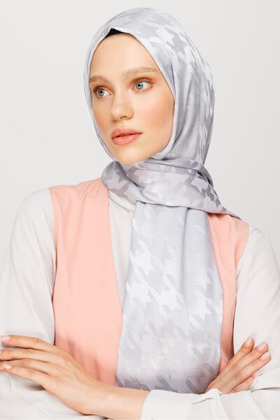 Mooncorn Houndstooth Pattern Shiny Jacquard Shawl