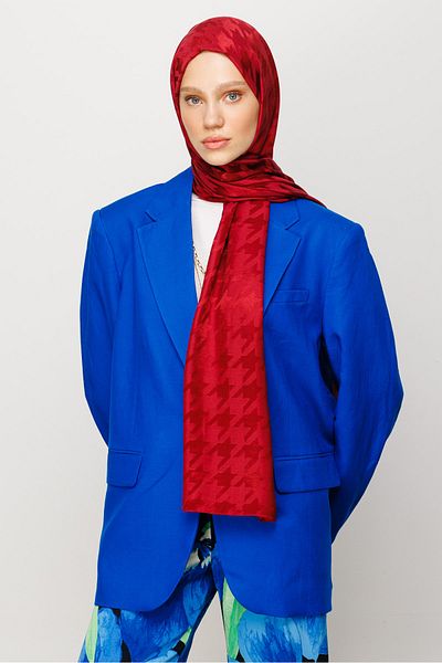 Mooncorn Γυαλιστερό ζακάρ μοτίβο Cherry Rotten Houndstooth σάλι
