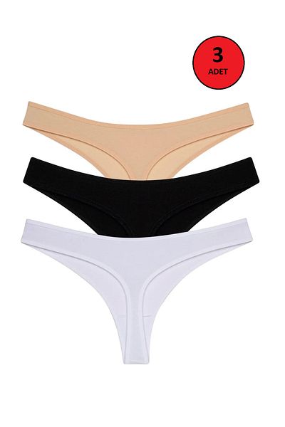 GECKO COLLECTION Gecko Women's String Thong Elastic Panties 3 Pcs