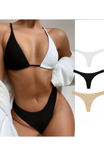GECKO COLLECTION Gecko Women's String Thong Elastic Panties 3 Pcs