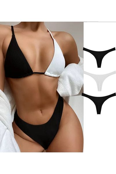 GECKO COLLECTION Gecko Women's String Thong Elastic Panties 3 Pcs