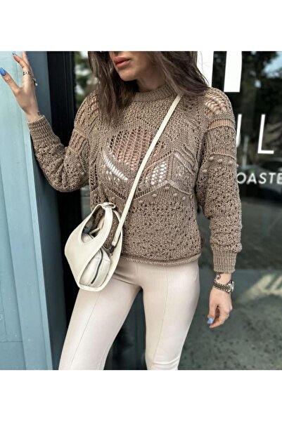 MİNEL ALA MODA VİZON AJURLU SALAŞ TRİKO BLUZ