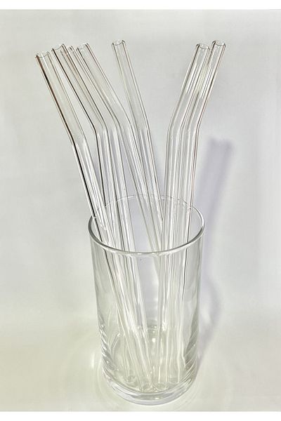 CAMBURADA CAMGEN Glass Straw 8*200 Mm Curved Transparent (100 PCS)