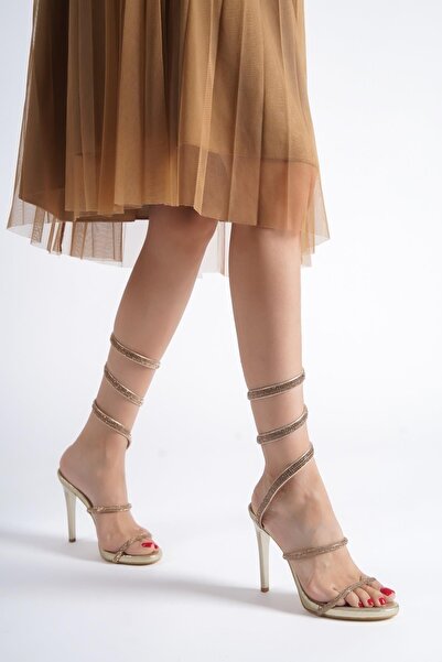 Modabuymus Pantofi de seara cu toc cu platforma cu bretele la glezna cu bijuterii Etna