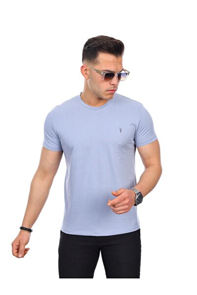 Kozik Men's Blue Crew Neck Standard 100% Cotton Men's Basic T-Shirt