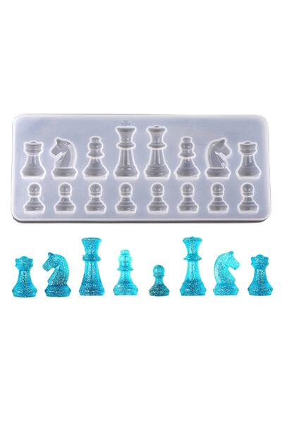 Getshop Alışveriş Pazarı Epoksi Satranç Kalıbı Silikon 16'li