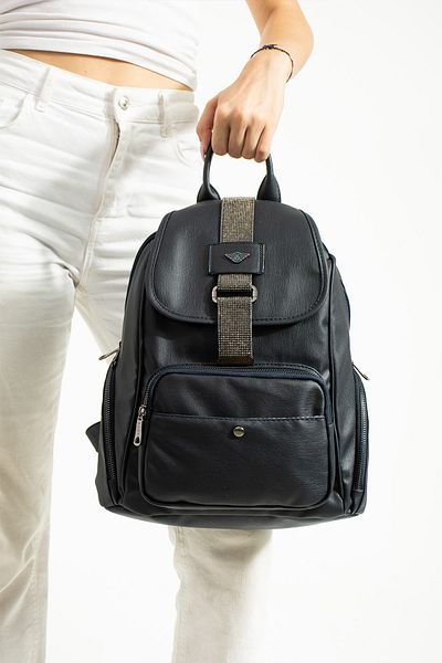 MEGA ÇANTA Rucsac de damă cu piatră albastru închis