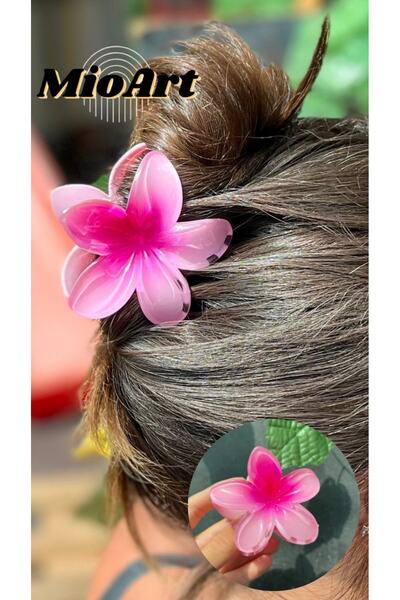 MioArt مشبك شعر على شكل زهرة اللوتس الوردية مقاس Xl وصديق للبيئة وعالي الجودة ومشبك مزلاج من مجموعة الصيف قطعة واحدة