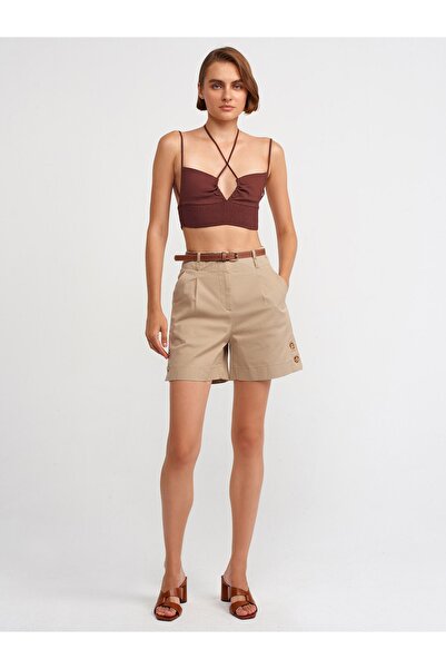 Dilvin 71162 Kemerli Şort-Bej