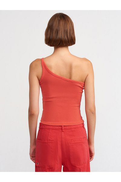 Dilvin 20673 Washed Asymmetric Top-Red
