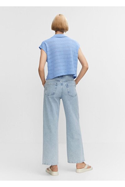 MANGO Woman Πλεκτό μπλουζάκι με γιακά