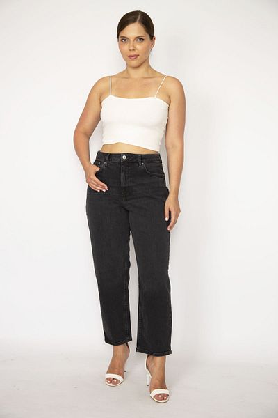 Şans Women's Large Size Anthracite 5-Pocket Lycra Jeans 65n36760