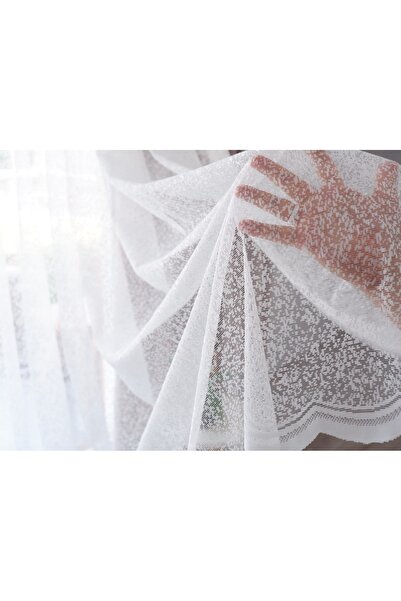 TREND Kum Desen, Örme Tül Perde - Sık Pile 1/3 Kum Örme, Kar Tanesi