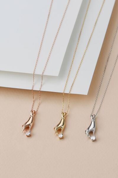 Şimal Silver 925 Ayar Gümüş Tektaşlı El Kolye