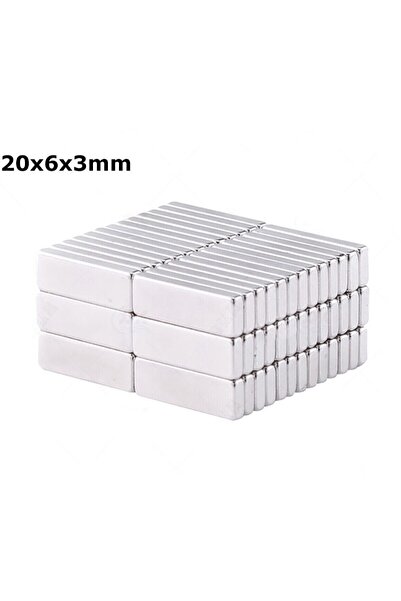 Hdg 20mm X 6mm X 3mm Köşeli Süper Güçlü Neodyum Mıknatıs - 10 adet