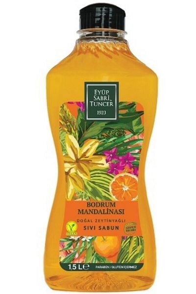 Eyüp Sabri Tuncer Bodrum Tangerine Natural Olive Oil Liquid Soap 1.5 Lt x 3 PCS