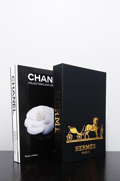 BayCazip 2'li Dekoratif Kitap Kutu Görünümlü Chanel Siyah Gül & Hermes Siyah ...