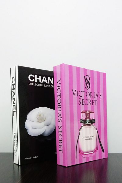 BayCazip Black and Pink Perfume Themed 2-Piece Decorative Book Box Set