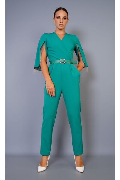 DOJERY فستان بتصميم مخصص مع تفاصيل سلسلة وحزام