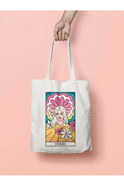 Bikutumutluluk Geantă din pânză cu carte de tarot Fecioara și semn zodiacal F...
