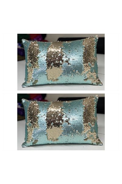 YILMAZHOME Set de 2 huse de pernă decorative dreptunghiulare cu paiete