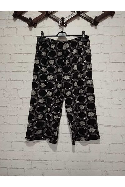 anne moda ankara Comfortable cut, fashionable print, full summer, viscose cotton high waist, 2 pockets half capris