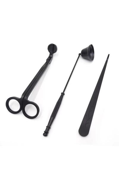 Home in Joy mum bakım seti fitil mum makası söndürücü metal 3'lü set