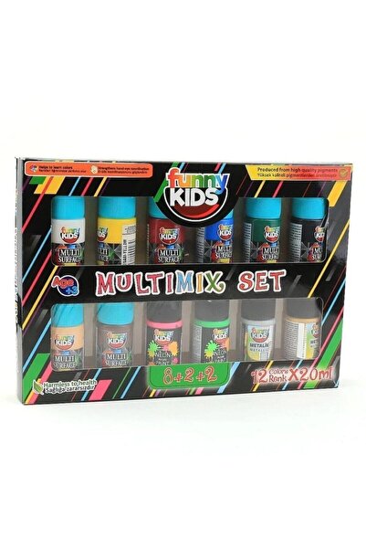 funny kids Multimix 12'li Akrilik Boya Seti 8+2+2 Set 12x 20 Ml