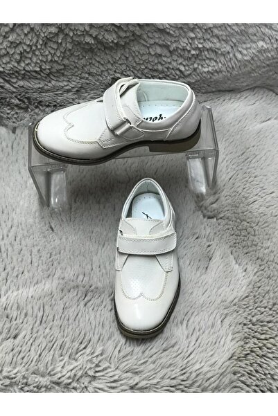 Metin Ayakkabı Off-White Banded Orthopedic and Non-Slip Sole Children's Classic Shoes