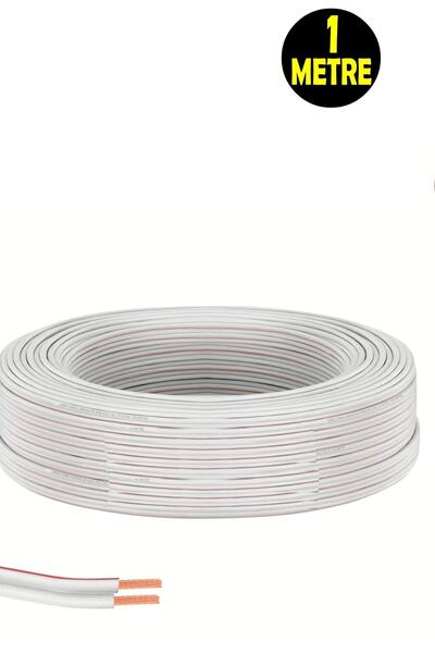 usin 1 METRE Beyaz 2*0,75 Hoparlör Ses Sitemi Kablosu - Hoporlör Elektrik Tes...
